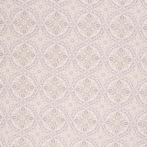 Cotton Medallion Drapery Upholstery Fabric Lilac Cream / Linen RMIL1