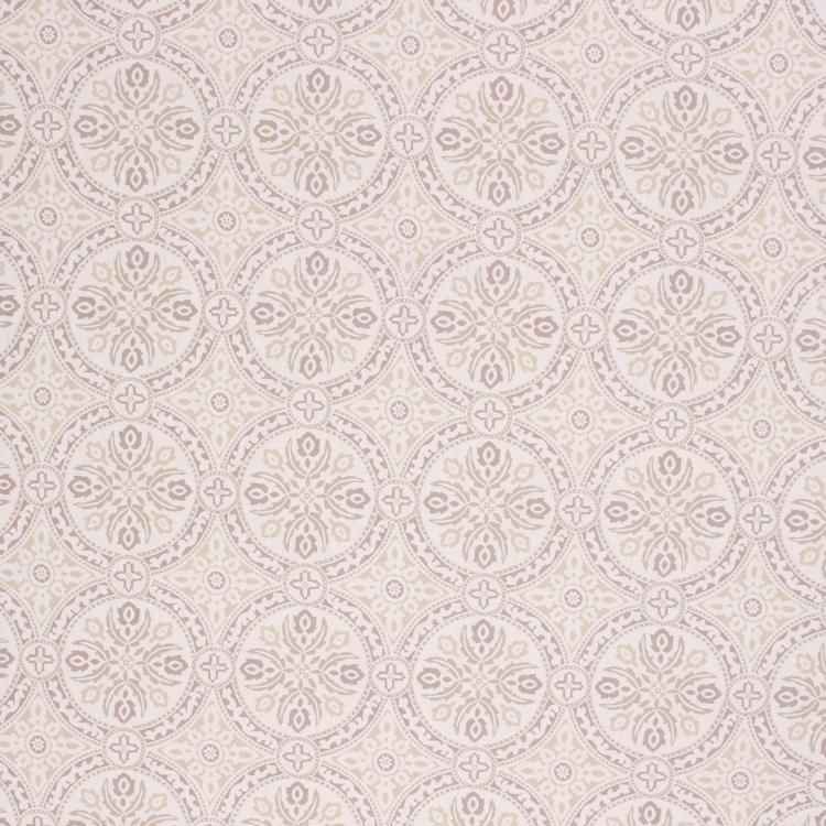 Cotton Medallion Drapery Upholstery Fabric Lilac Cream / Linen RMIL1