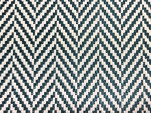 Load image into Gallery viewer, Groundworks Lee Jofa Avignon Herringbone Chevron Teal White Geometric Upholstery Fabric