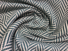 Load image into Gallery viewer, Groundworks Lee Jofa Avignon Herringbone Chevron Teal White Geometric Upholstery Fabric