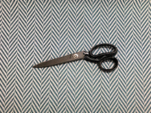 Load image into Gallery viewer, Groundworks Lee Jofa Avignon Herringbone Chevron Teal White Geometric Upholstery Fabric