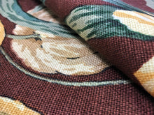 Load image into Gallery viewer, Lee Jofa La Maddalena Mocha Brown Yellow Green Cream Tulip Floral Botanical Large Scale Linen Upholstery Drapery Fabric