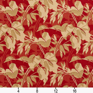Essentials Outdoor Upholstery Drapery Leaf Branches Fabric / Red Beige