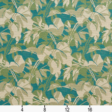 Load image into Gallery viewer, Essentials Outdoor Upholstery Drapery Leaf Branches Fabric / Turquoise Beige