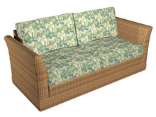 Load image into Gallery viewer, Essentials Outdoor Upholstery Drapery Leaf Branches Fabric / Turquoise Beige