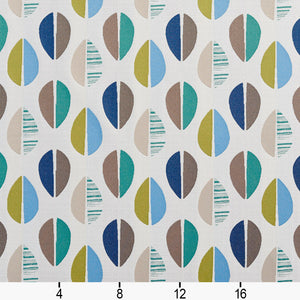Essentials Leaves Upholstery Fabric Blue Gray Turquoise Lime White / 10550-02