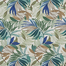 Load image into Gallery viewer, Essentials Outdoor Stain Resistant Leaves Upholstery Drapery Fabric Blue Green Brown / Oasis