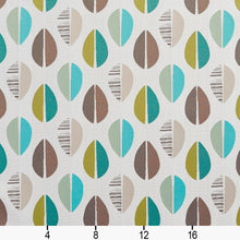 Load image into Gallery viewer, Essentials Leaves Upholstery Fabric Brown Beige Turquoise Lime White / 10550-04