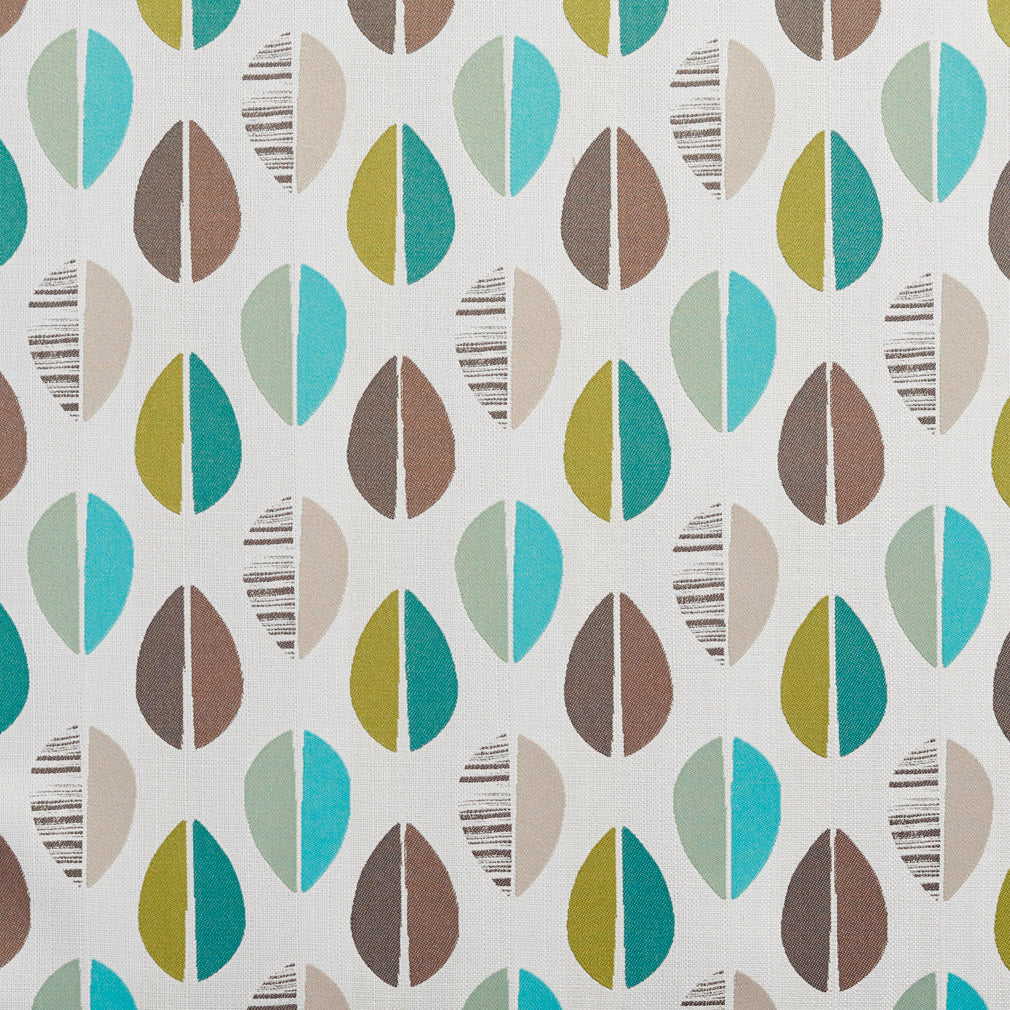 Essentials Leaves Upholstery Fabric Brown Beige Turquoise Lime White / 10550-04