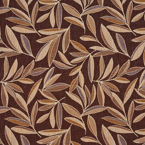 Essentials Leaves Upholstery Fabric Brown Gray Gold Beige / Canyon
