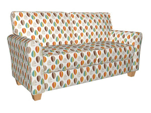 Essentials Leaves Upholstery Fabric Brown Orange Turquoise Lime White / 10550-03
