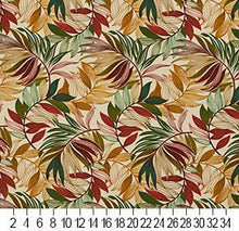 Load image into Gallery viewer, Essentials Outdoor Stain Resistant Leaves Upholstery Drapery Fabric Burgundy Green Gold / Bamboo