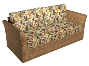 Essentials Outdoor Stain Resistant Leaves Upholstery Drapery Fabric Burgundy Green Gold / Bamboo