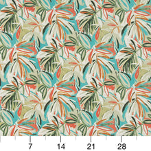 Load image into Gallery viewer, Essentials Outdoor Stain Resistant Leaves Upholstery Drapery Fabric Coral Turquoise Green / Fiji