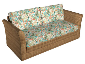 Essentials Outdoor Stain Resistant Leaves Upholstery Drapery Fabric Coral Turquoise Green / Fiji
