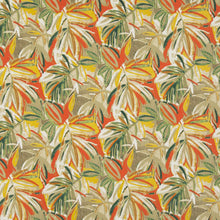 Load image into Gallery viewer, Essentials Outdoor Stain Resistant Leaves Upholstery Drapery Fabric Coral Yellow Green / Hula