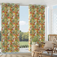 Load image into Gallery viewer, Essentials Outdoor Stain Resistant Leaves Upholstery Drapery Fabric Coral Yellow Green / Hula