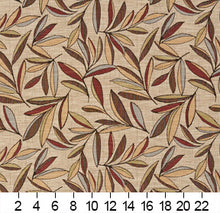 Load image into Gallery viewer, Essentials Leaves Upholstery Fabric Cream Burgundy Gray / Veranda