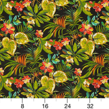 Load image into Gallery viewer, Essentials Outdoor Stain Resistant Leaves Upholstery Drapery Fabric Lime Coral Black / Rio