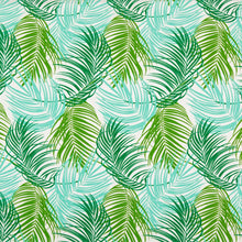 Load image into Gallery viewer, Essentials Outdoor Stain Resistant Leaves Upholstery Drapery Fabric Lime Green Turquoise / Cayman