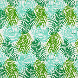 Essentials Outdoor Stain Resistant Leaves Upholstery Drapery Fabric Lime Green Turquoise / Cayman