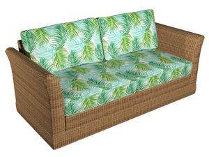 Essentials Outdoor Stain Resistant Leaves Upholstery Drapery Fabric Lime Green Turquoise / Cayman