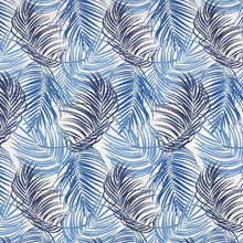 Load image into Gallery viewer, Essentials Outdoor Stain Resistant Leaves Upholstery Drapery Fabric Navy Blue / Ocean Breeze