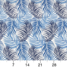 Load image into Gallery viewer, Essentials Outdoor Stain Resistant Leaves Upholstery Drapery Fabric Navy Blue / Ocean Breeze