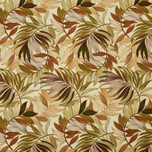 Load image into Gallery viewer, Essentials Outdoor Stain Resistant Leaves Upholstery Drapery Fabric Olive Green Beige / Sienna
