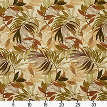 Load image into Gallery viewer, Essentials Outdoor Stain Resistant Leaves Upholstery Drapery Fabric Olive Green Beige / Sienna