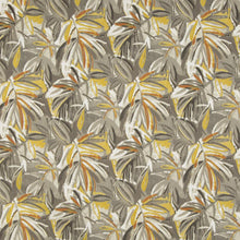 Load image into Gallery viewer, Essentials Outdoor Stain Resistant Leaves Upholstery Drapery Fabric Yellow Gray White / Captiva