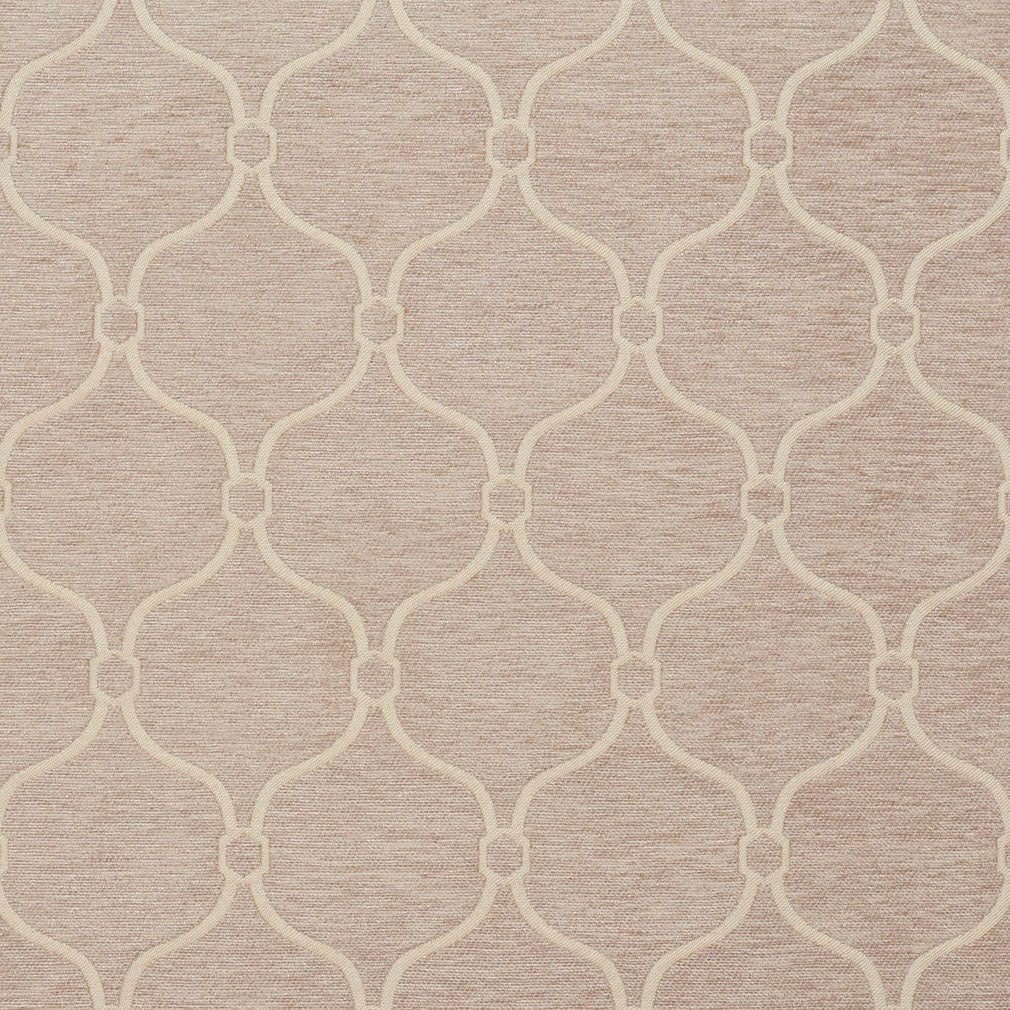 Essentials Chenille Light Brown Cream Geometric Trellis Upholstery Fabric