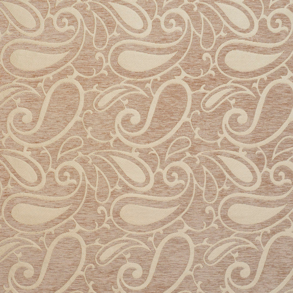 Essentials Chenille Light Brown Cream Paisley Upholstery Fabric