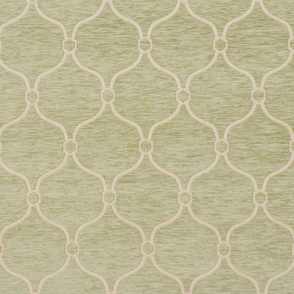 Essentials Chenille Light Olive Cream Geometric Trellis Upholstery Fabric