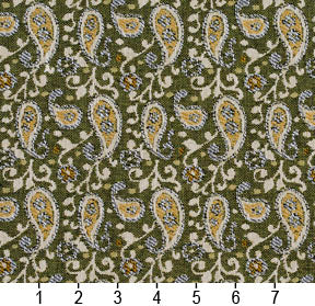 Essentials Lime Beige Yellow White Upholstery Fabric / Spring Paisley