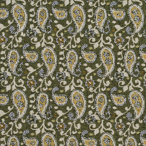 Essentials Lime Beige Yellow White Upholstery Fabric / Spring Paisley