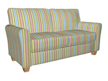 Load image into Gallery viewer, Essentials Lime Pink Aqua Blue White Stripe Upholstery Drapery Fabric