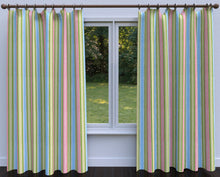 Load image into Gallery viewer, Essentials Lime Pink Aqua Blue White Stripe Upholstery Drapery Fabric