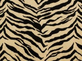 2 Yds Min Beige Black Tiger Chenille Animal Pattern Upholstery Fabric