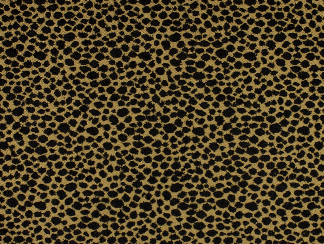 2 Yds Min Black Beige Cheetah Leopard Chenille Animal Pattern Upholstery Fabric