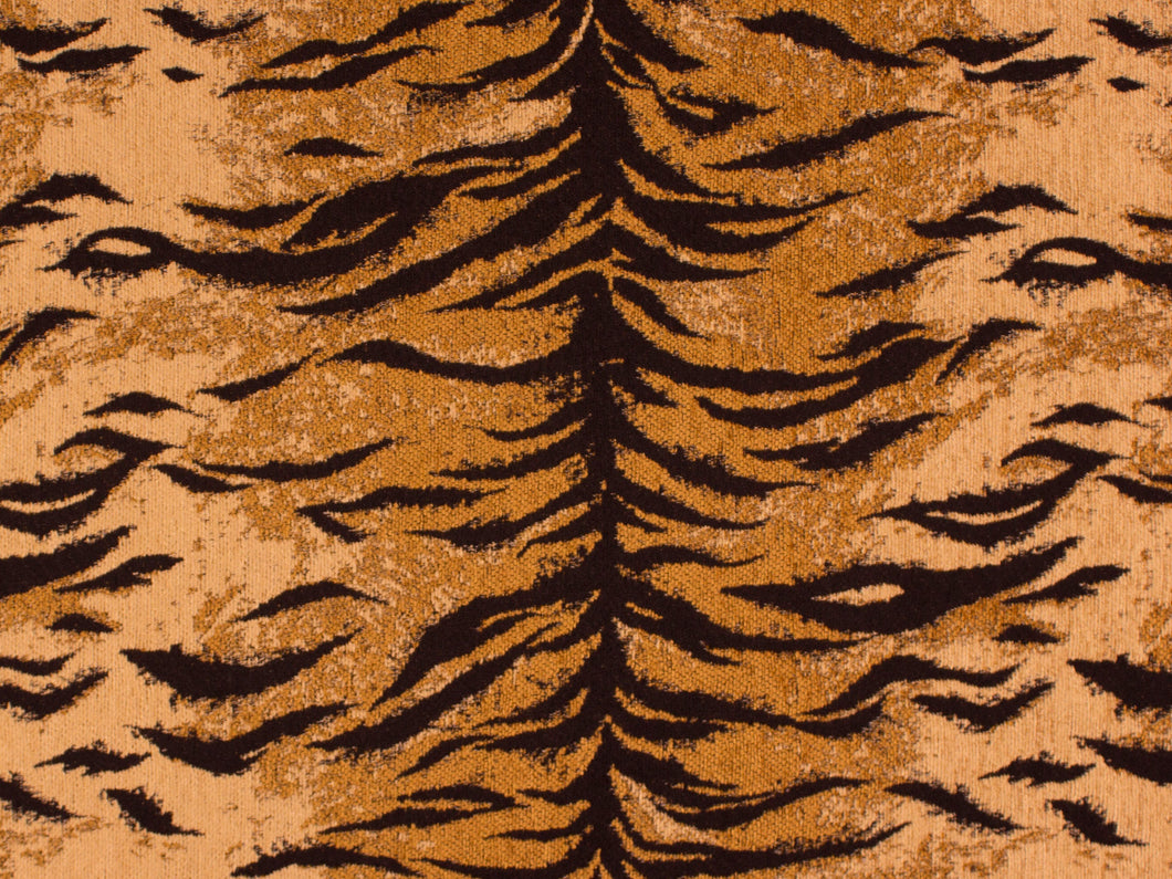 2 Yds Min Brown Black Mustard Tiger Animal Pattern Upholstery Fabric