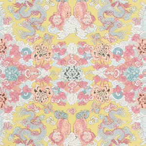 SCHUMACHER MAGIC MOUNTAIN DRAGON FABRIC / YELLOW