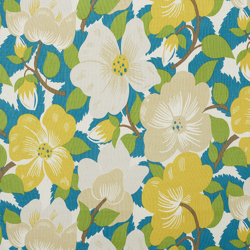SCHUMACHER MAGNOLIAS FABRIC / CITRON & PEACOCK