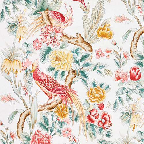 SCHUMACHER MAJESTIC GARDEN FABRIC / ROSE & CELADON