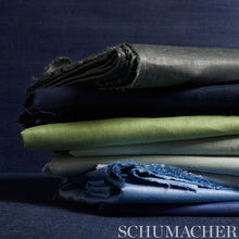 Load image into Gallery viewer, SCHUMACHER LANGE GLAZED LINEN FABRIC / NAVY