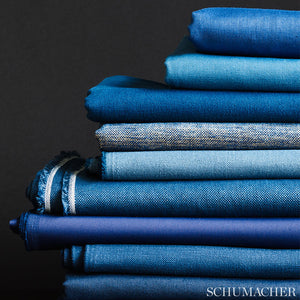 SCHUMACHER LANGE GLAZED LINEN FABRIC / NAVY