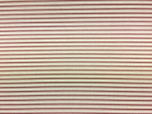 Load image into Gallery viewer, Malabar Drum Cranberry Red Cream Outdoor Ticking Railroaded Stripe Pattern Water Resistant Upholstery Fabric