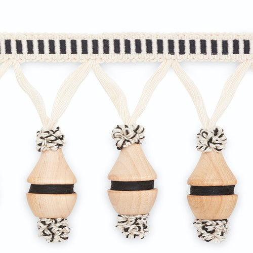 Schumacher Claudine Molded Fringe Trim MF4021-3 / Black /Off White/Natural