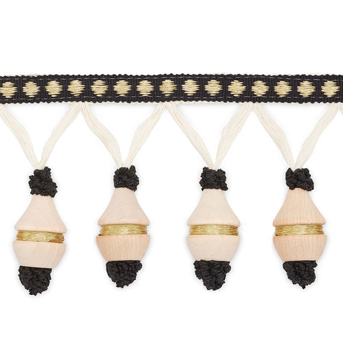 Schumacher Matthew Molded Fringe Trim MF4022-5 / Black/Gold Metallic