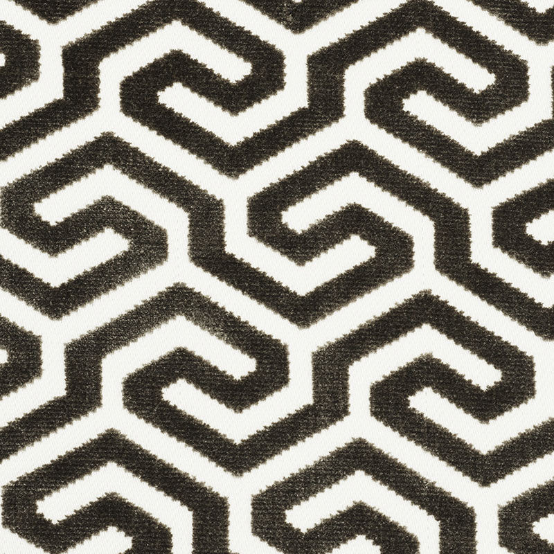 SCHUMACHER MING FRET VELVET FABRIC 73101 / TAUPE
